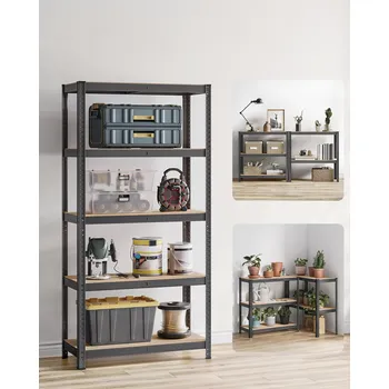 Komoda Nastavitelný pětipatrový regál 40 x 90 x 180 cm | šedý