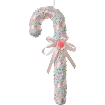 Vánoční ozdoba Vánoční závěsná ozdoba růžová Unicorn cukrová hůlka Candy Cane – 10x3x26 cm