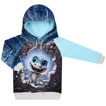 Mikina s kapucí - DINO šedý Velikost: 128