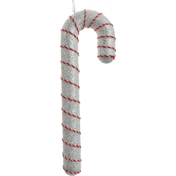 Vánoční ozdoba Vánoční závěsná ozdoba červeno-stříbrná cukrová hůlka Candy Cane – 11x4x33 cm