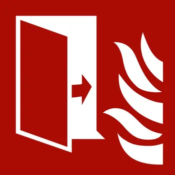 Značka požární ochrany Protipožární dveře, ISO 7010, z plastu, 200 x 200 mm, BJ = 10 ks