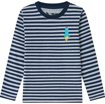 Chlapecké tričko - Wolf & Wolfie S2531B, tmavě modrá Barva: Modrá tmavě, Velikost: 104