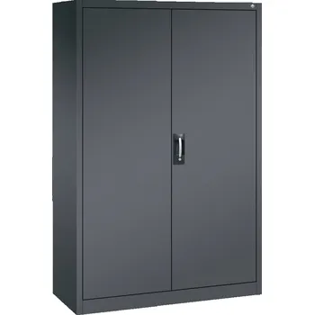 Jednací stůl Kancelářská skříň s křídlovými dveřmi C+P Acurado, 1200 x 500 x 1950 mm, černošedá