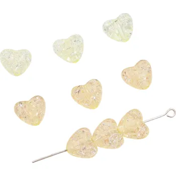 Akrylové korálky ve tvaru srdce 10 x 9 mm Cca 70 ks Barevné korálky s 2 mm otvorem pro šperky Náramky Náhrdelníky Tvoření Dekorace žlutá