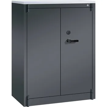 Jednací stůl Skříň se zvýšenou ohnivzdorností C+P Certos, křídlové dveře, 930 x 500 x 1226 mm, černošedá