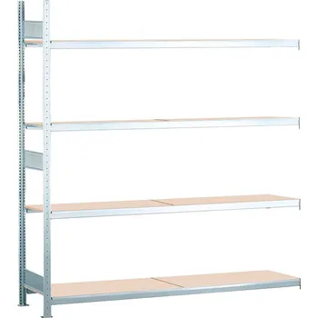 Dílenský regál Regál s policemi z dřevotřísky SCHULTE, nástavné pole, 4 úrovně, police 1500 mm, 1506x436x2500 mm