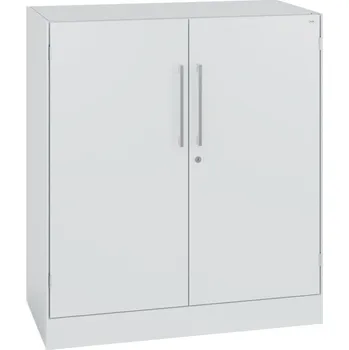 Jednací stůl Kancelářská skříň s křídlovými dveřmi C+P Asisto, sideboard, 800 x 435 x 897 mm, sv. šedá