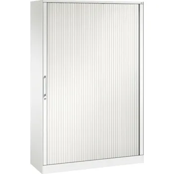 Jednací stůl Žaluziová skříň do kanceláře C+P Asisto, 1200 x 435 x 1980 mm, bílá