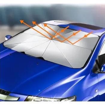 Plachta na motorové vozidlo Sluneční clona deštník na čelní sklo do auta 140x80cm (CLN2)