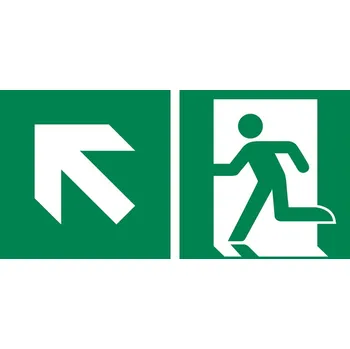 Cedule Únikový východ vlevo nahoru, ISO 7010, z plastu, 400 x 200 mm, BJ =5 kusů