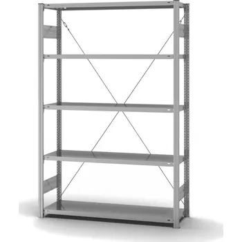 Dílenský regál Regál hofe, základní pole, 5 úrovní, křížová podpěra, zatížení pole 215 kg, 1360 x 435 x 2000 mm