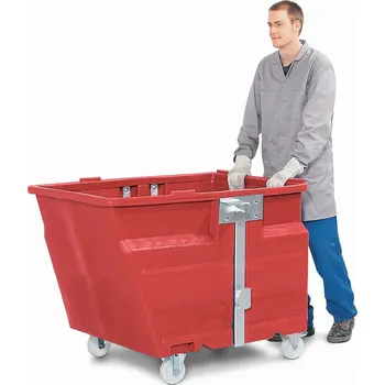 Přepravník Výklopná nádoba z polyethylenu (PE), kolečka, objem 600 litrů, červená