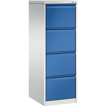 Jednací stůl Zásuvková kartotéka C+P Acurado, pro závěsné desky, 433 x 590 x 1357 mm, sv. šedá / modrá