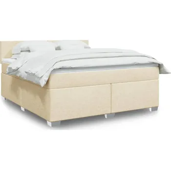 Postel vidaXL Box spring postel s matrací 180x200 cm textil [3288263] Barva: krémová