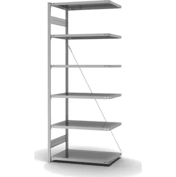 Dílenský regál Regál hofe, nástavné pole, 6 úrovní, křížová podpěra, zatížení pole 140 kg, 1010 x 635 x 2500 mm