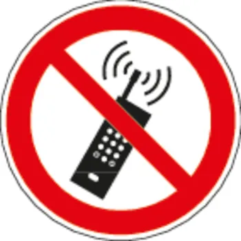 Zákazová značka "Mobilní telefony zakázány", ISO 7010, fólie samolepicí, 200 mm, BJ = 10 ks