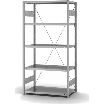 Dílenský regál Regál hofe, základní pole, 5 úrovní, křížová podpěra, zatížení pole 230 kg, 1060 x 535 x 2000 mm