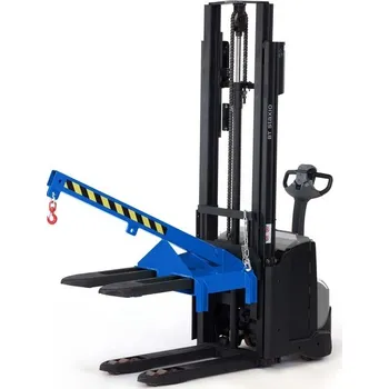 Paletový vozík Jeřábové rameno pro oj zdvižného vozíku, pevné provedení, sklon 25°, nosnost 350 - 1000 kg, modré