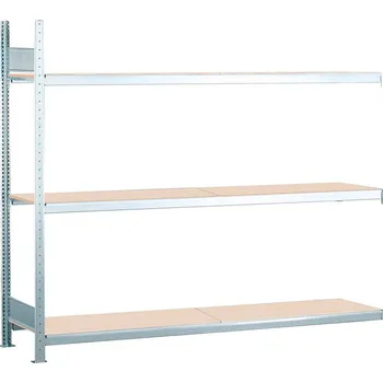 Dílenský regál Regál s policemi z dřevotřísky SCHULTE, nástavné pole, 3 úrovně, police 2500 mm, 2506x436x2000 mm