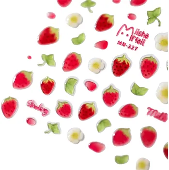 Umělé nehty 5D jahodové samolepky na nehty 1 ks módní kreslené ovoce Nail Art DIY dekorace přenosné slidery obtisky manikúra letní příslušenství