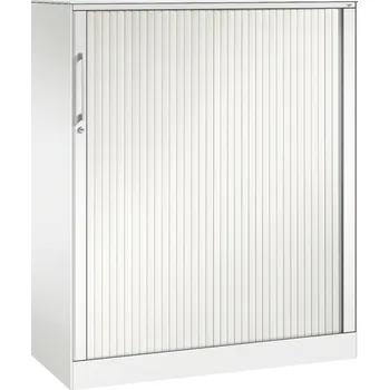 Jednací stůl Žaluziová skříň do kanceláře C+P Asisto, 1000 x 435 x 1292 mm, bílá