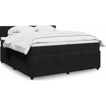 Postel vidaXL Box spring postel s matrací 200x200 cm samet [3287831] Barva: Černá