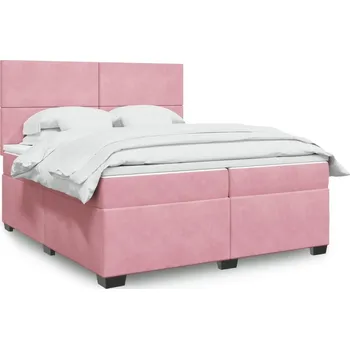Postel vidaXL Box spring postel s matrací 200x200 cm samet [3290998] Barva: Růžová