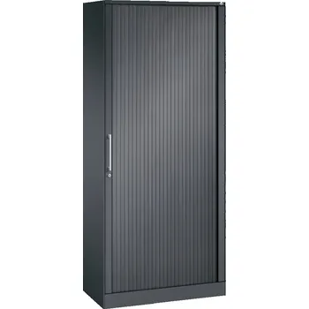 Jednací stůl Žaluziová skříň do kanceláře C+P Asisto, 800 x 435 x 1980 mm, černošedá