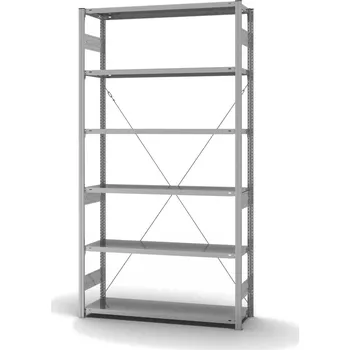 Dílenský regál Regál hofe, základní pole, 6 úrovní, křížová podpěra, zatížení pole 215 kg, 1360 x 435 x 2500 mm