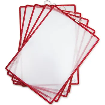 Průhledné kapsy s očkem, DIN A4, červené