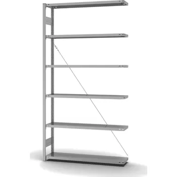 Dílenský regál Regál hofe, nástavné pole, 6 úrovní, křížová podpěra, zatížení pole 175 kg, 1310 x 335 x 2500 mm