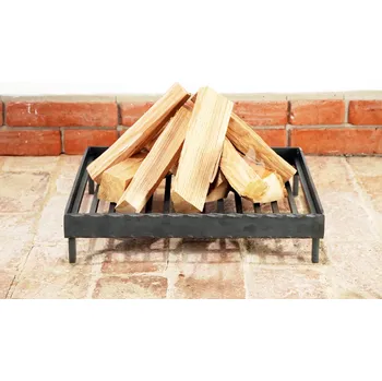 Rošt do krbu a kamen Braver rošt do krbu Barrier V12-6, 51x45x11 cm, topeniště na nožkách, zdobená zábrana (Braver Barrier - masivní ocelové obdélníkové ohniště do krbu, 51 x 45 x 11 cm, s obvodovou zábranou)