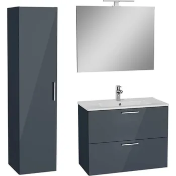 Šatní skříň Vitra Koupelnová sestava s umyvadlem včetně umyvadlové baterie, vtoku a sifonu Mia antracit KSETMIA80A