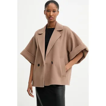 Dámský kabát Vlněný kabát Weekend Max Mara PERA dámský, hnědá barva, oversize, 2525086021600 84X, vel. 36