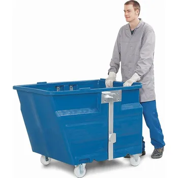 Přepravník Výklopná nádoba z polyethylenu (PE), kolečka, objem 600 litrů, modrá