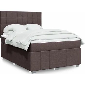 Postel vidaXL Box spring postel s matrací 140x200 cm textil [3291697] Barva: tmavě hnědá