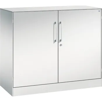 Jednací stůl Kancelářská skříň s křídlovými dveřmi C+P Asisto, sideboard, 1000 x 435 x 897 mm, sv. šedá