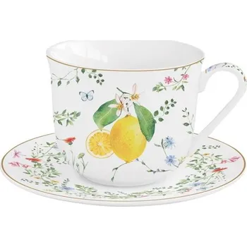 Šálek na snídani 370 ml s podšálkem Fleurs et Citrons – Luxurytable.cz Easy Life