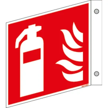 Praporková tabulka Hasicí přístroj, ISO 7010, z hliníku, 150 x 150 mm, BJ = 5 ks