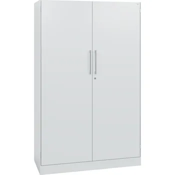 Jednací stůl Kancelářská skříň s křídlovými dveřmi C+P Asisto, 1000 x 435 x 1617 mm, sv. šedá