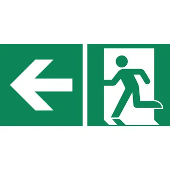 Cedule Únikový východ vlevo, ISO 7010, z plastu, 300 x 150 mm, BJ =10 kusů