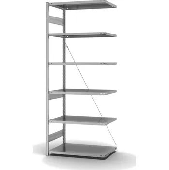 Dílenský regál Regál hofe, nástavné pole, 6 úrovní, křížová podpěra, zatížení pole 240 kg, 1010 x 635 x 2500 mm