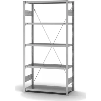 Dílenský regál Regál hofe, základní pole, 5 úrovní, křížová podpěra, zatížení pole 145 kg, 1060 x 435 x 2000 mm