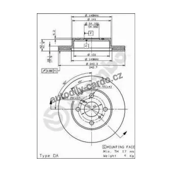 Brzdový kotouč Brzdový kotouč BREMBO 09.5703.10 - TOYOTA