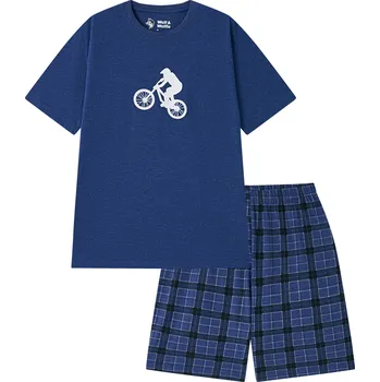 Pánské pyžamo - Wolf & Wolfie S2575D, modrá Barva: Modrá, Velikost: XL