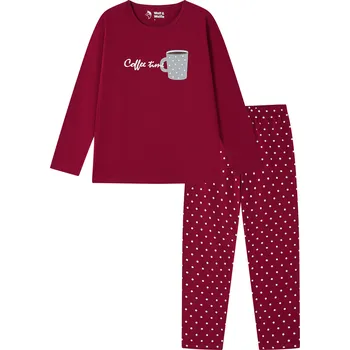 Dámské noční prádlo Dámské pyžamo - Wolf & Wolfie D2544B, bordo Barva: Bordo, Velikost: S