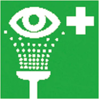 Cedule "Zařízení pro výplach očí", fotoluminiscenční, ISO 7010, z hliníku, 200 x 200 mm, BJ = 10 ks