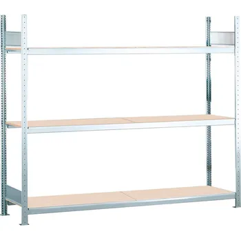 Dílenský regál Regál s policemi z dřevotřísky SCHULTE, základní pole, 3 úrovně, police 2500 mm, 2560x836x2000 mm