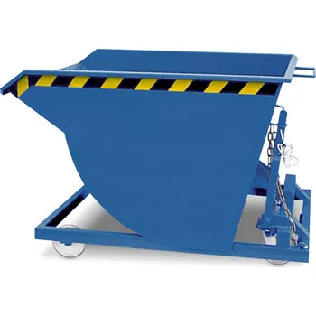 Přepravník Výklopná nádrž z oceli, s rolovacím mechanismem a kolečky, objem 500 litrů, modrá