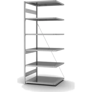 Dílenský regál Regál hofe, nástavné pole, 6 úrovní, křížová podpěra, zatížení pole 230 kg, 1010 x 835 x 2500 mm